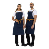 Southside X-Cross Back Bib Apron Denim Blue with Tan Ties