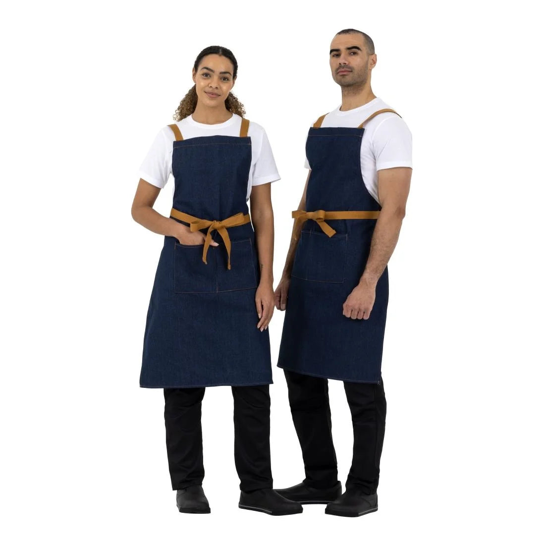 Southside Denim Cross-Back Bib Apron Blue