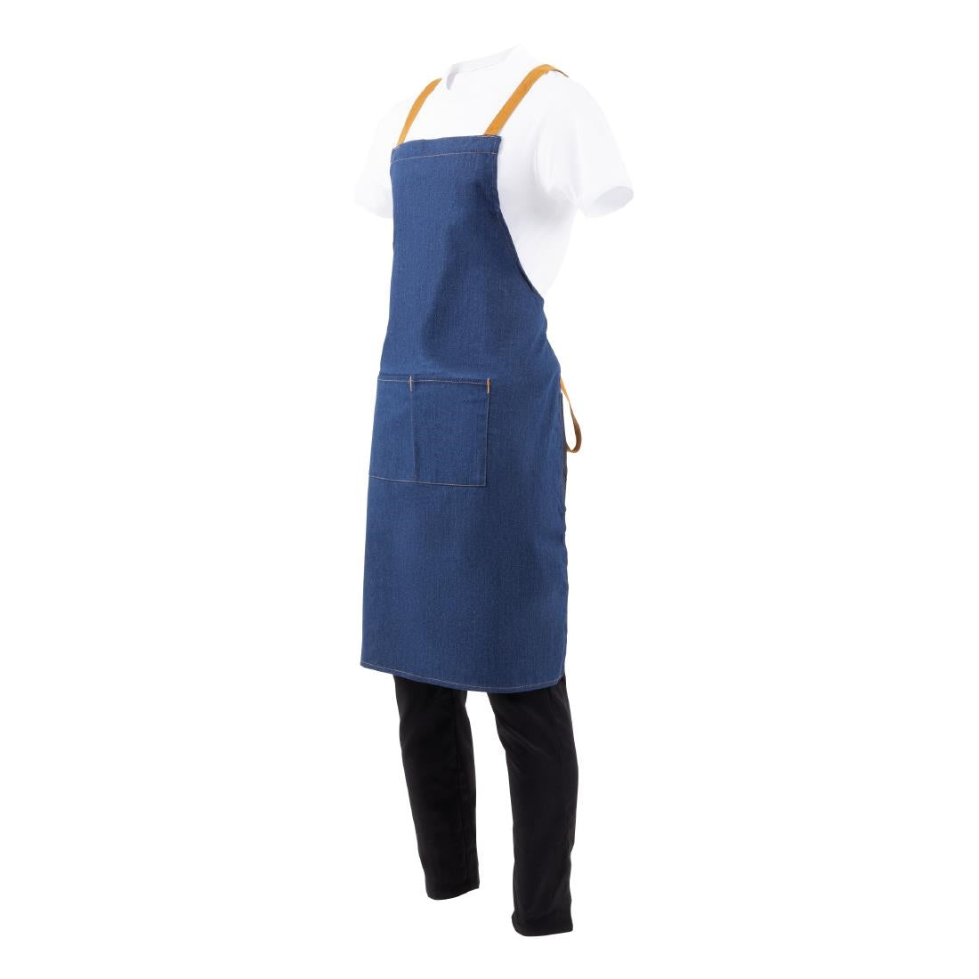 Southside Denim Cross-Back Bib Apron Blue