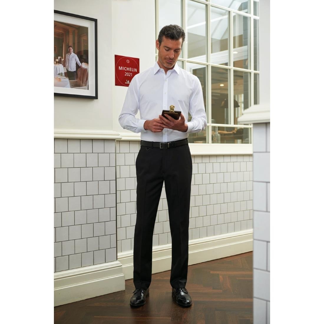 Brook Taverner Mens Mars Black Waiting Trousers Size 28"
