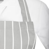 Whites Butchers Stripe Bib Apron Grey/White