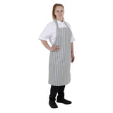 Whites Butchers Stripe Bib Apron Grey/White