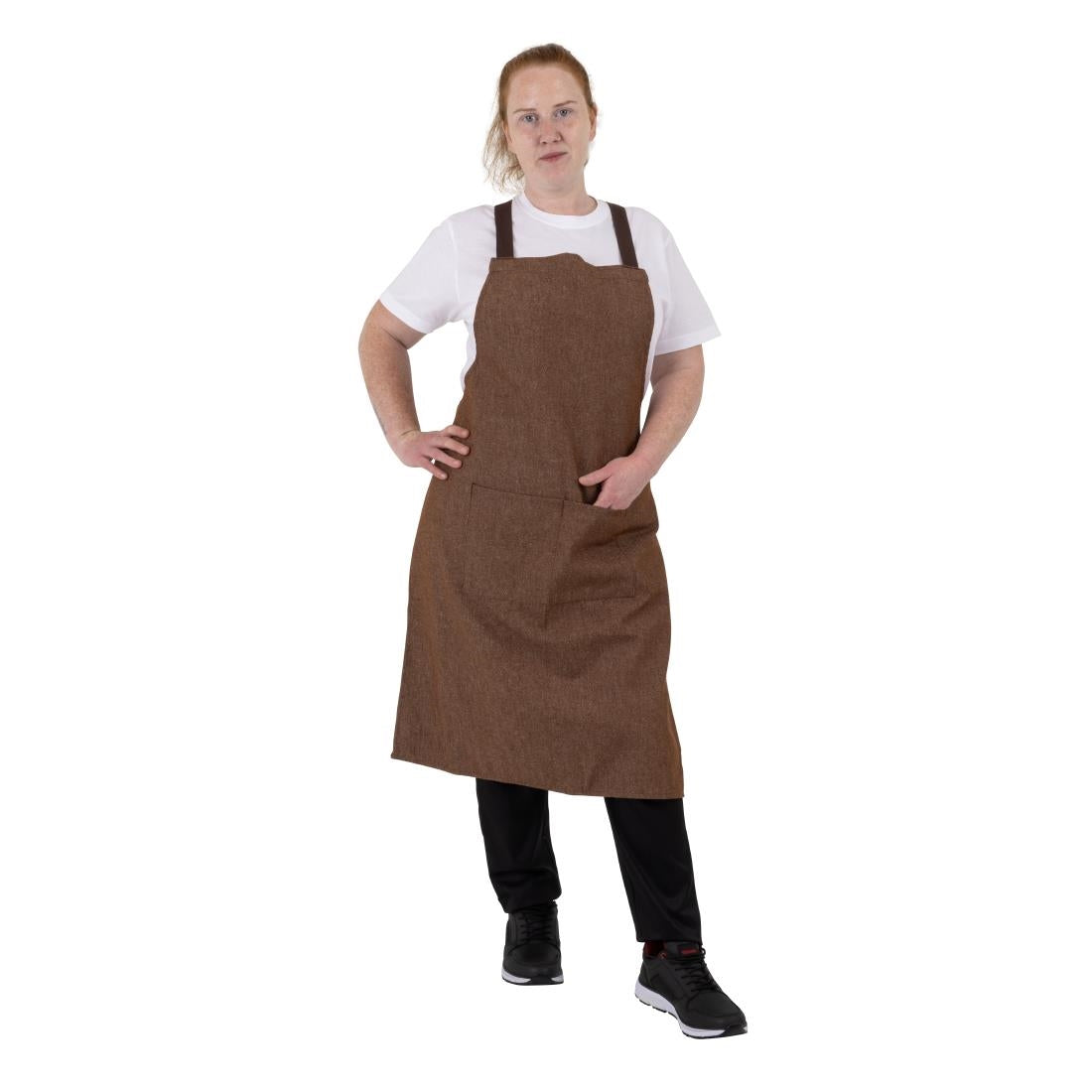 Southside Denim Cross-Back Bib Apron Tan