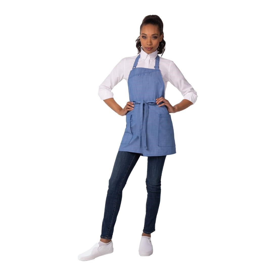 Chef Works Urban Medford Short Bib Apron French Blue