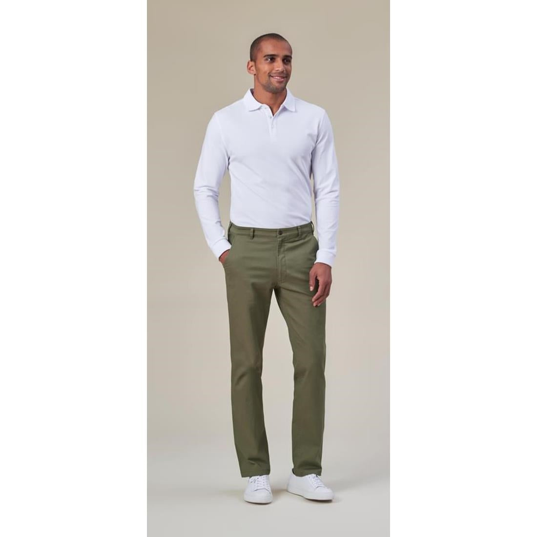 Brook Taverner Frederick Mens Long Sleeve Polo Shirt White Size S