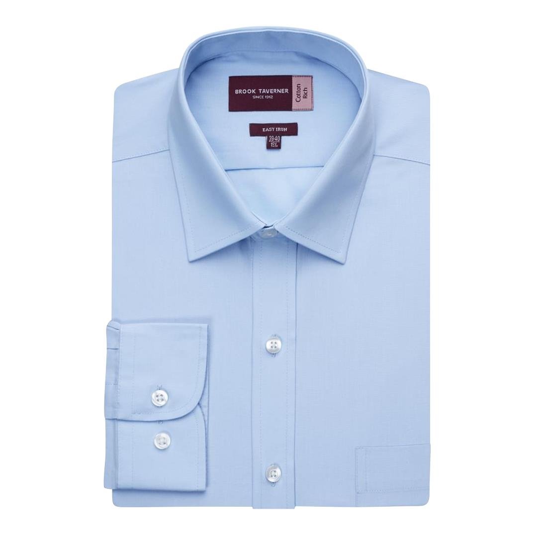Brook Taverner Mens Long Sleeve Rapino Shirt Blue 17"