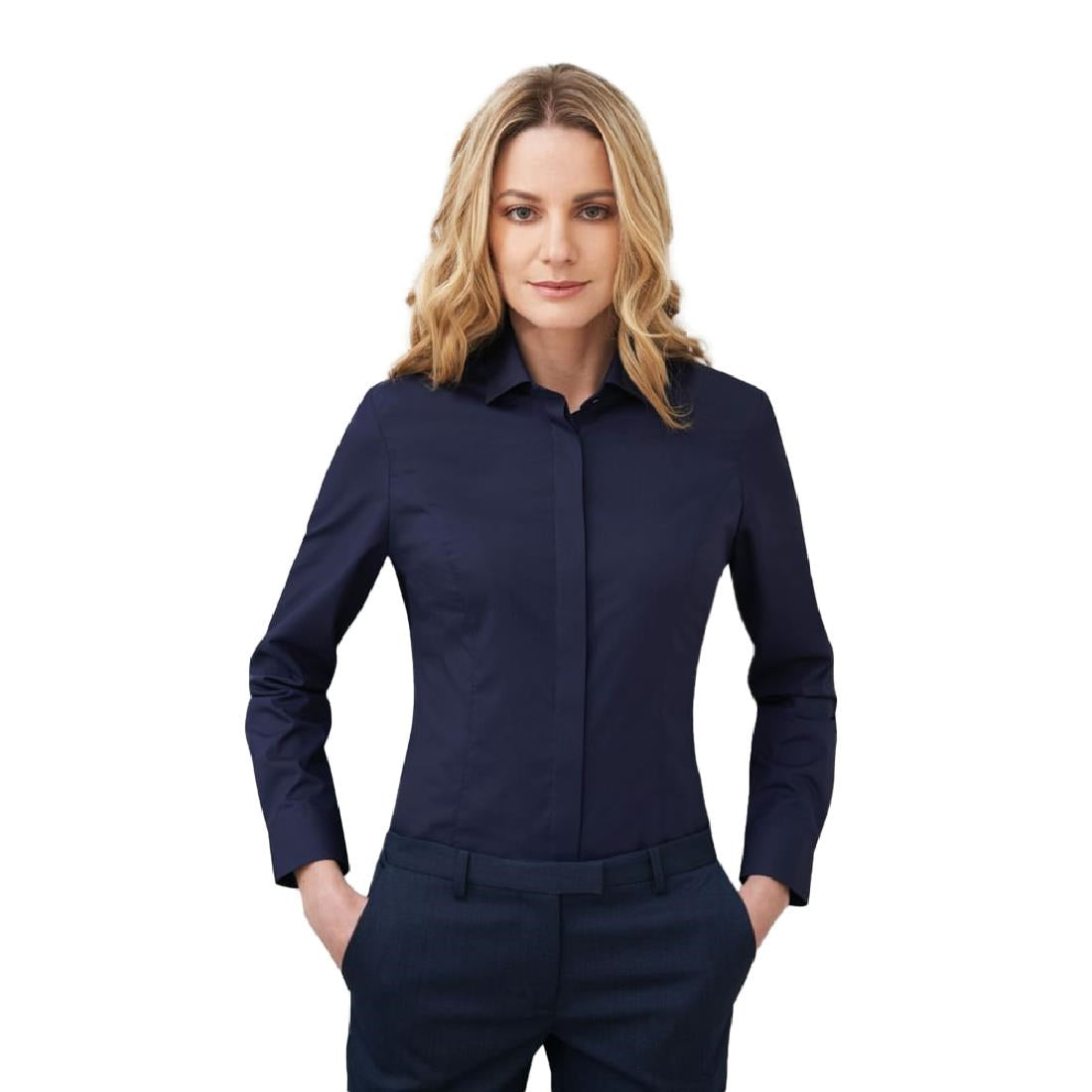 Brook Taverner Ladies Long Sleeve Parma Shirt Navy Size 14