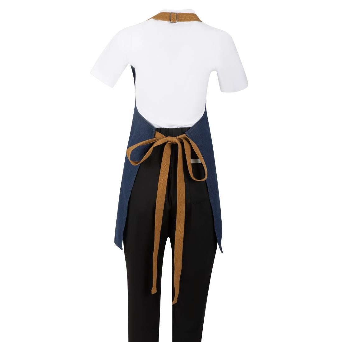 Southside Short Length Bib Apron Denim Blue with Tan Ties