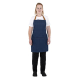 Southside Short Length Bib Apron Denim Blue with Tan Ties