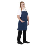 Southside Short Length Bib Apron Denim Blue with Tan Ties