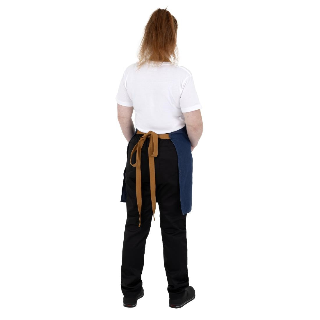 Southside Short Length Bib Apron Denim Blue with Tan Ties