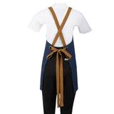 Southside Short Length X-Cross Back Bib Apron Denim Blue with Tan Ties
