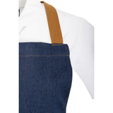 Southside Short Length X-Cross Back Bib Apron Denim Blue with Tan Ties