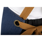Southside Short Length X-Cross Back Bib Apron Denim Blue with Tan Ties
