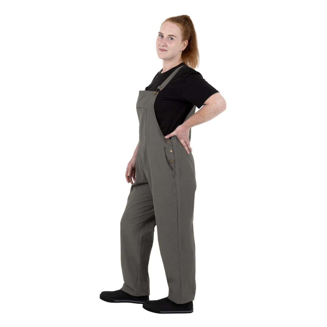Southside Bib & Brace Cotton Canvas Dungarees Khaki Black S