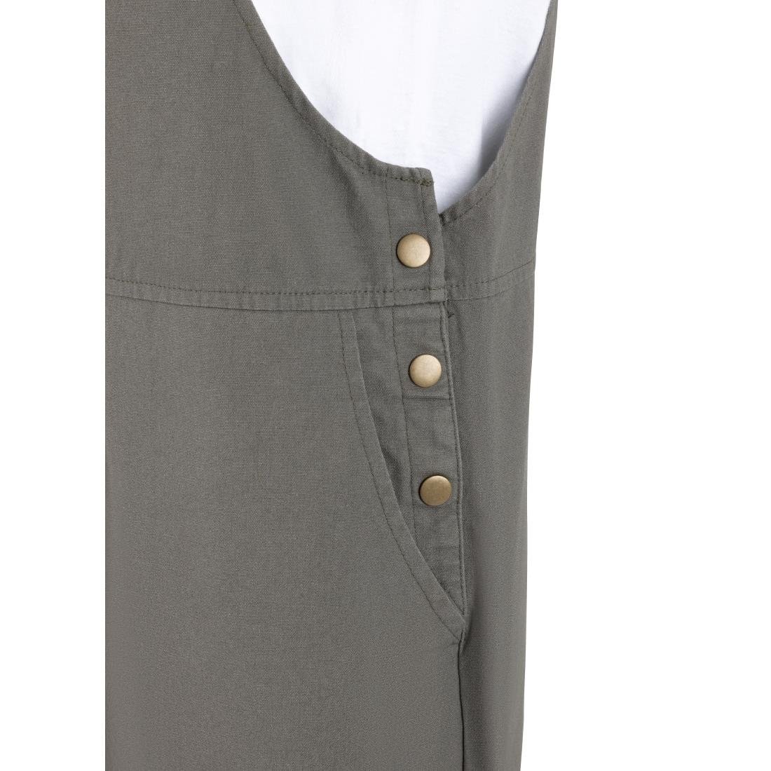 Southside Bib & Brace Cotton Canvas Dungarees Khaki Black S