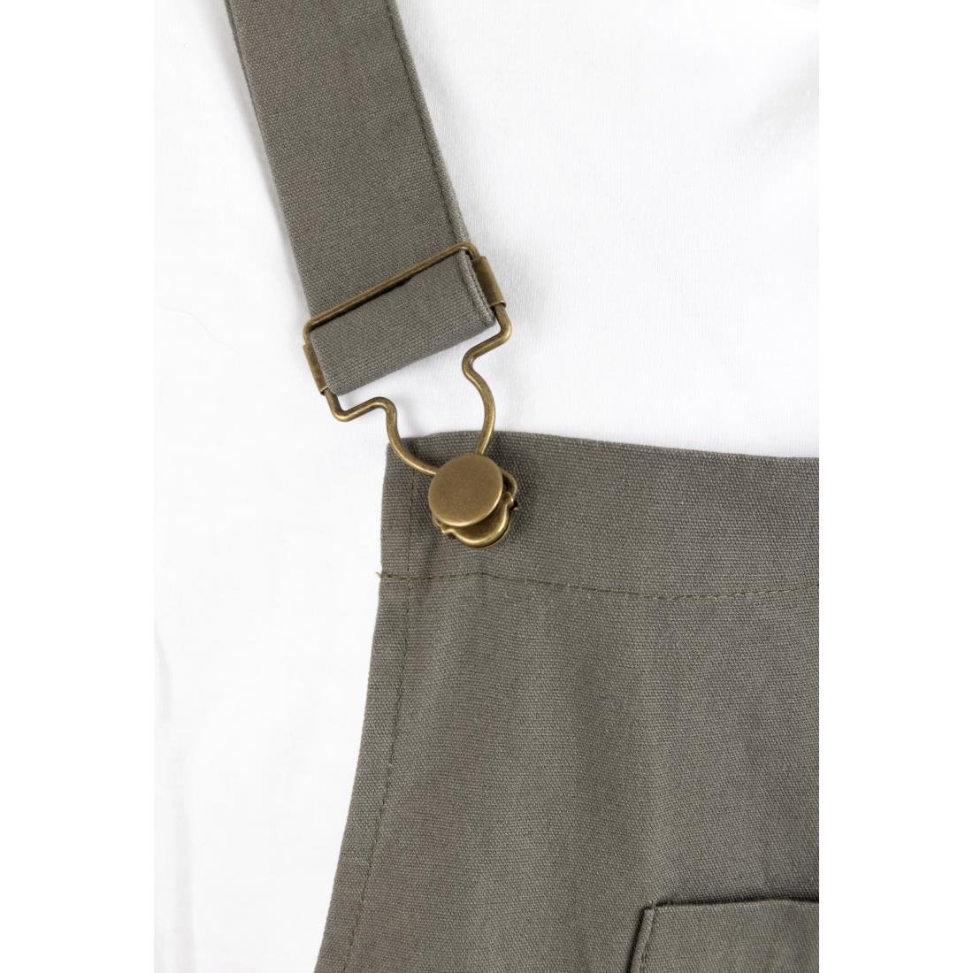 Southside Bib & Brace Cotton Canvas Dungarees Khaki Black S