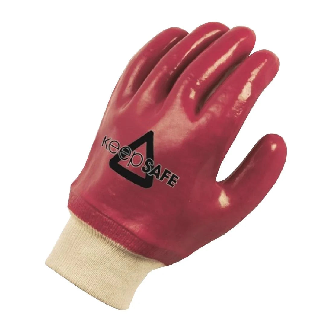 KeepSAFE PVC Fully Coated Knit Wrist Red Glove Size 8