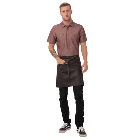 Chef Works Urban Wet Look Boulder Half Bistro Apron Brown Black