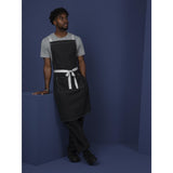 Southside X-Cross Back Bib Apron Denim Black with Grey Ties