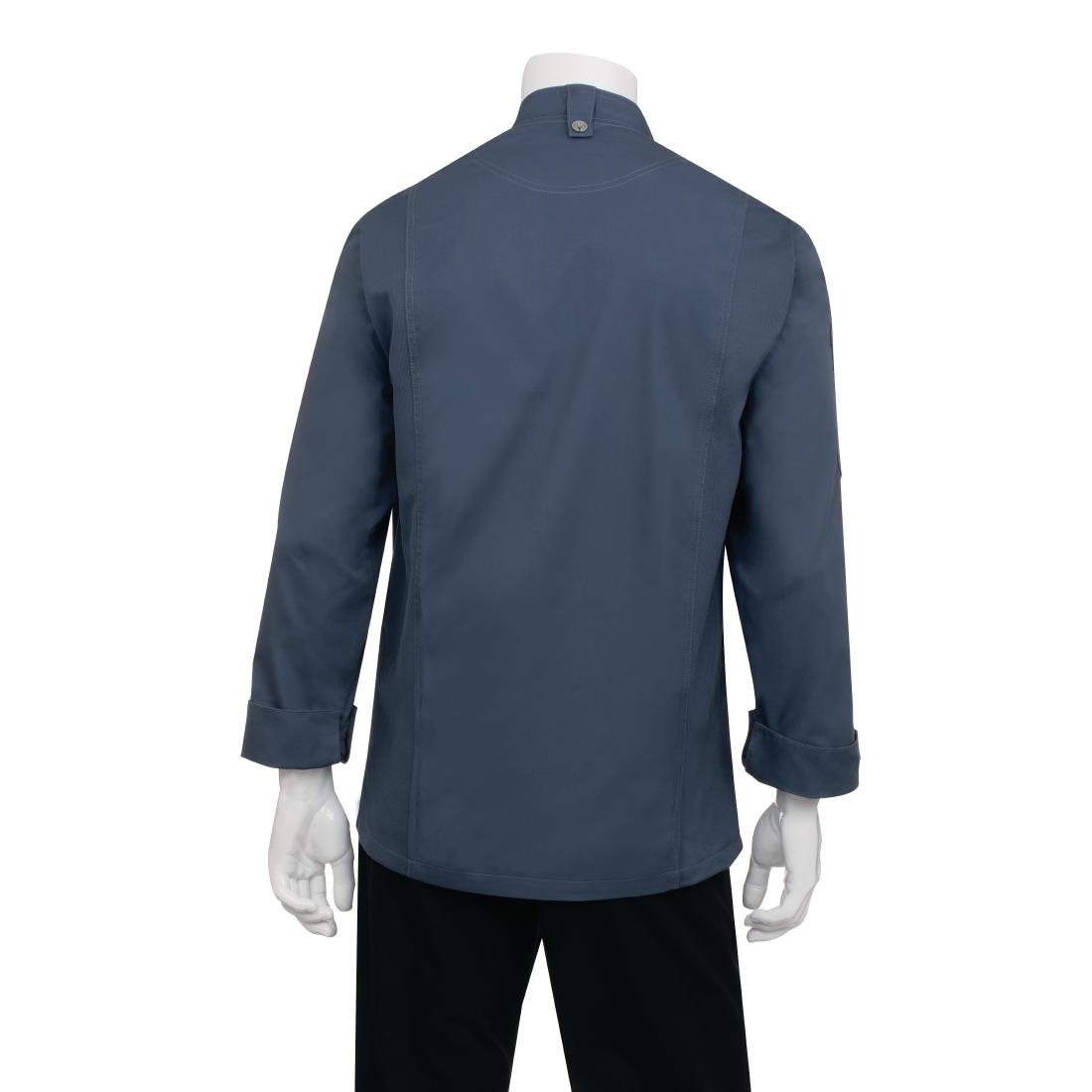 Chef Works Hartford Lightweight Zipper Unisex Chef Jacket Blue XXL