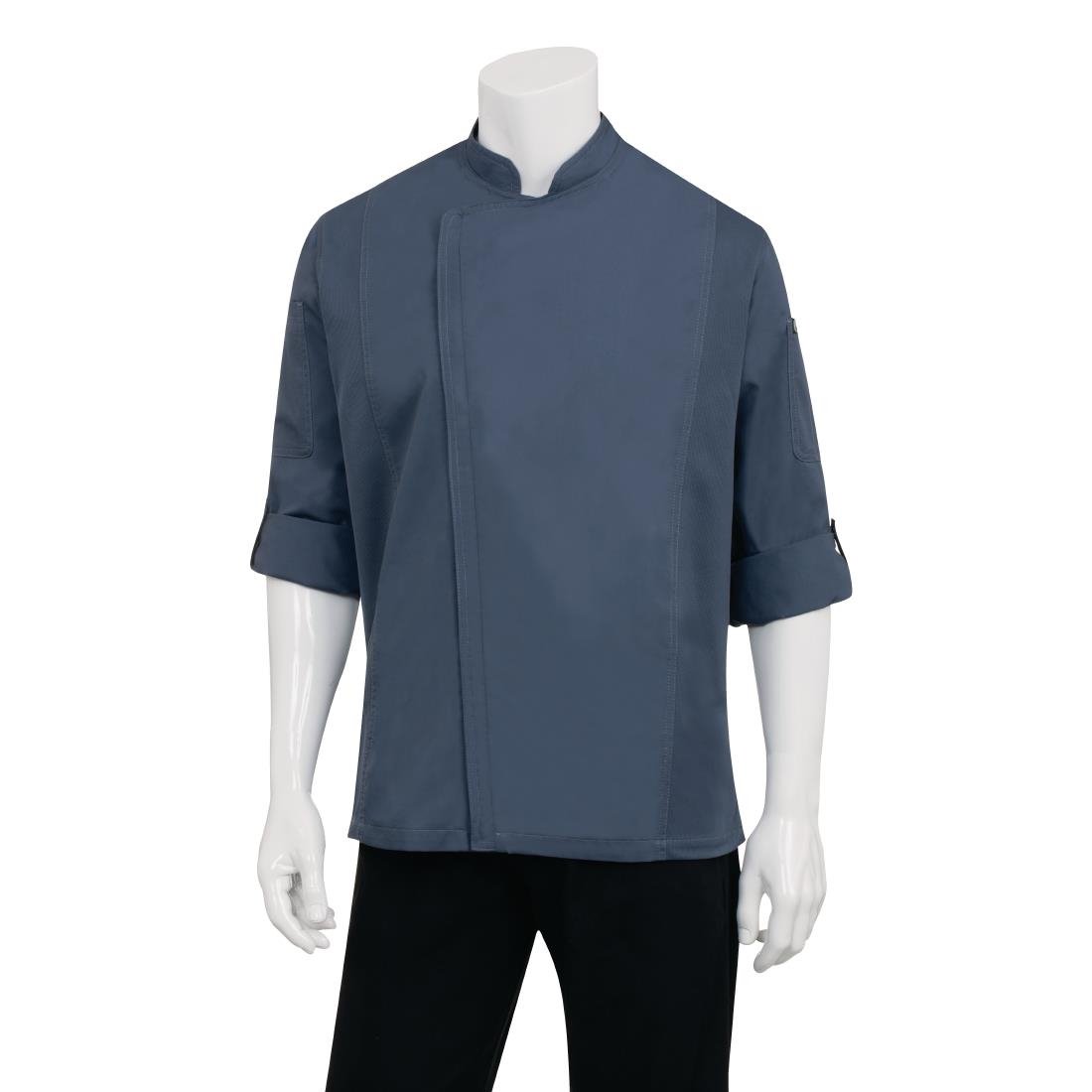 Chef Works Hartford Lightweight Zipper Unisex Chef Jacket Blue XL