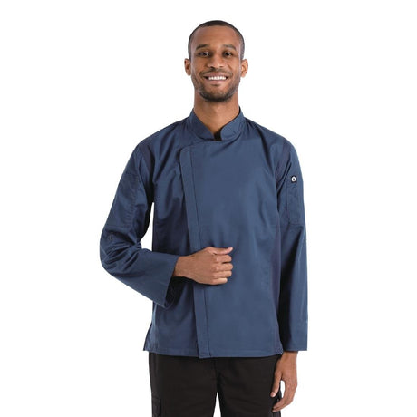 Chef Works Hartford Lightweight Zipper Unisex Chef Jacket Blue M