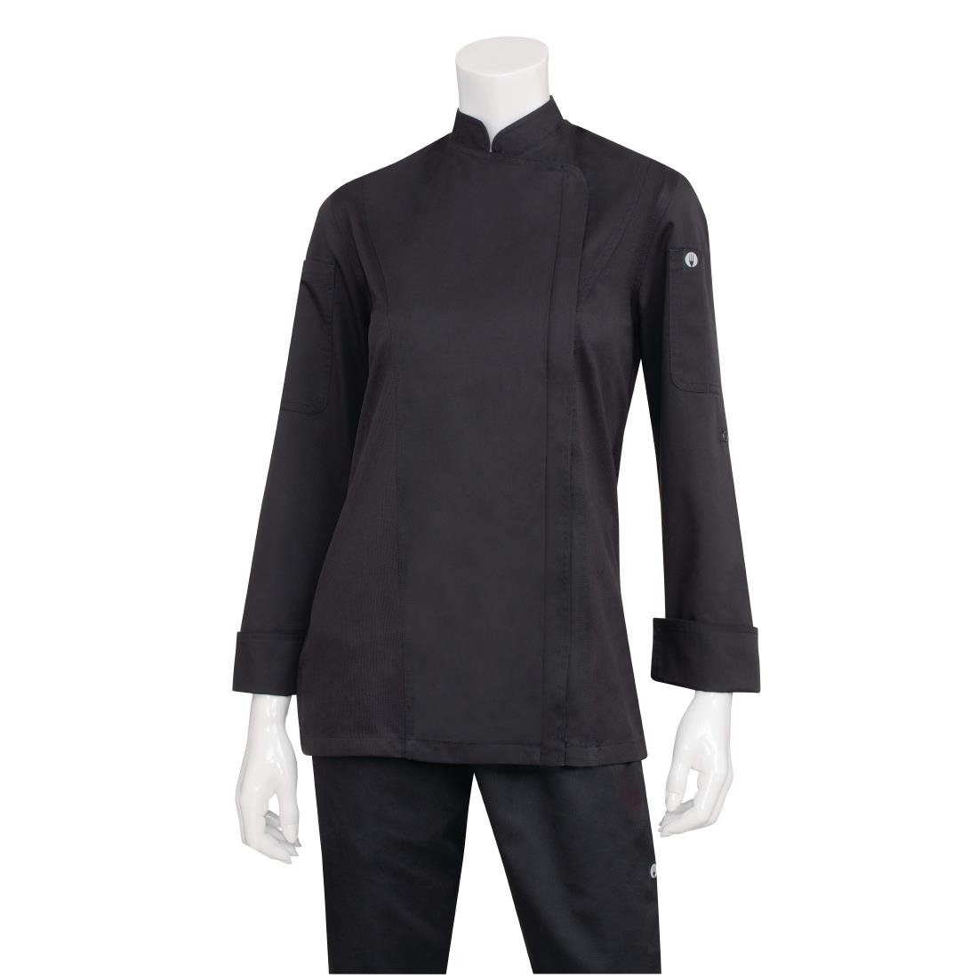 Chef Works Hartford Lightweight Zip Womens Chef Jacket Black XXL
