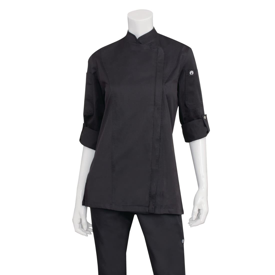 Chef Works Hartford Lightweight Zip Womens Chef Jacket Black M