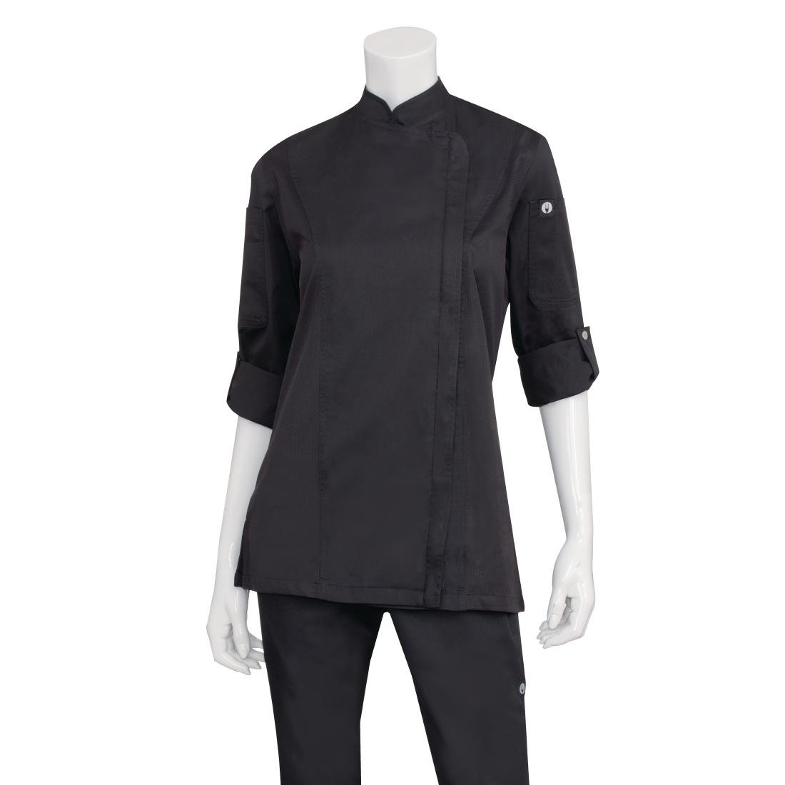 Chef Works Hartford Lightweight Zip Womens Chef Jacket Black XL