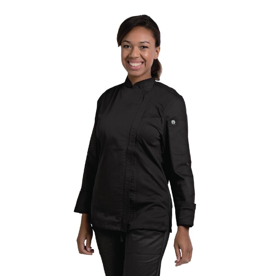 Chef Works Hartford Lightweight Zip Womens Chef Jacket Black XS