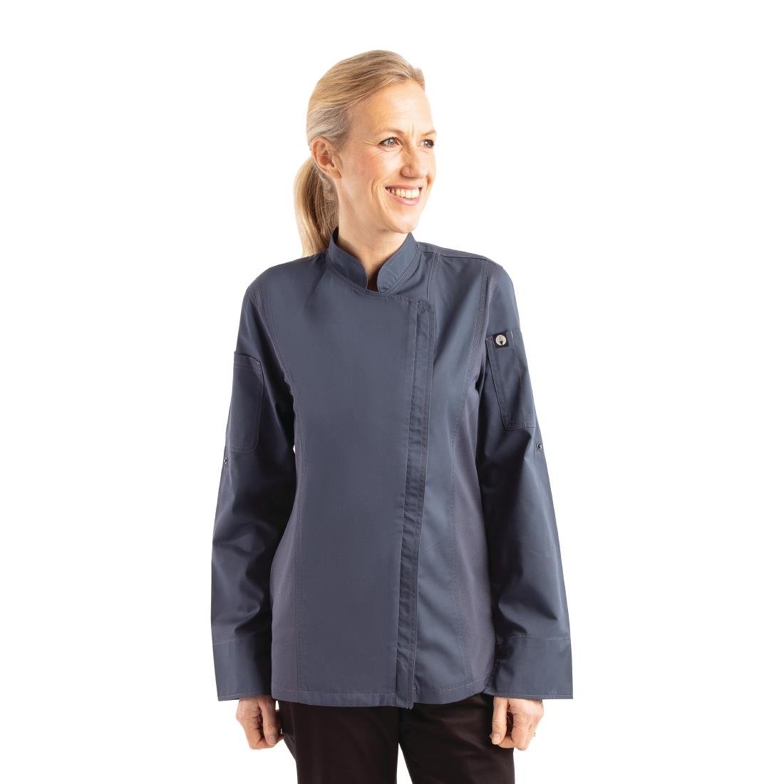 Chef Works Hartford Lightweight Zip Womens Chef Jacket Blue S