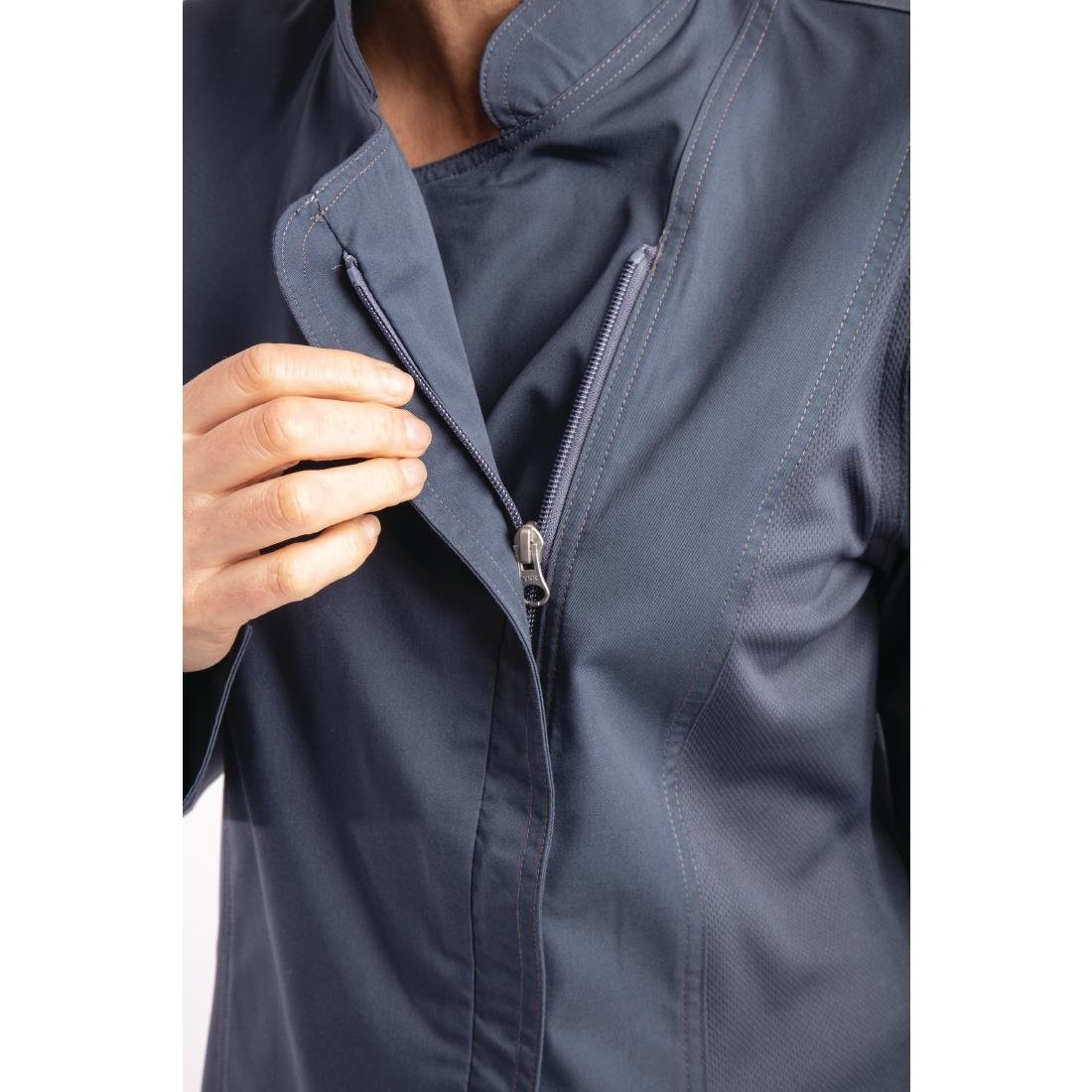 Chef Works Hartford Lightweight Zip Womens Chef Jacket Blue XL