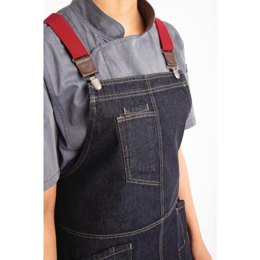 Chef Works Urban Berkeley Denim Brace Bib Apron Dark Indigo