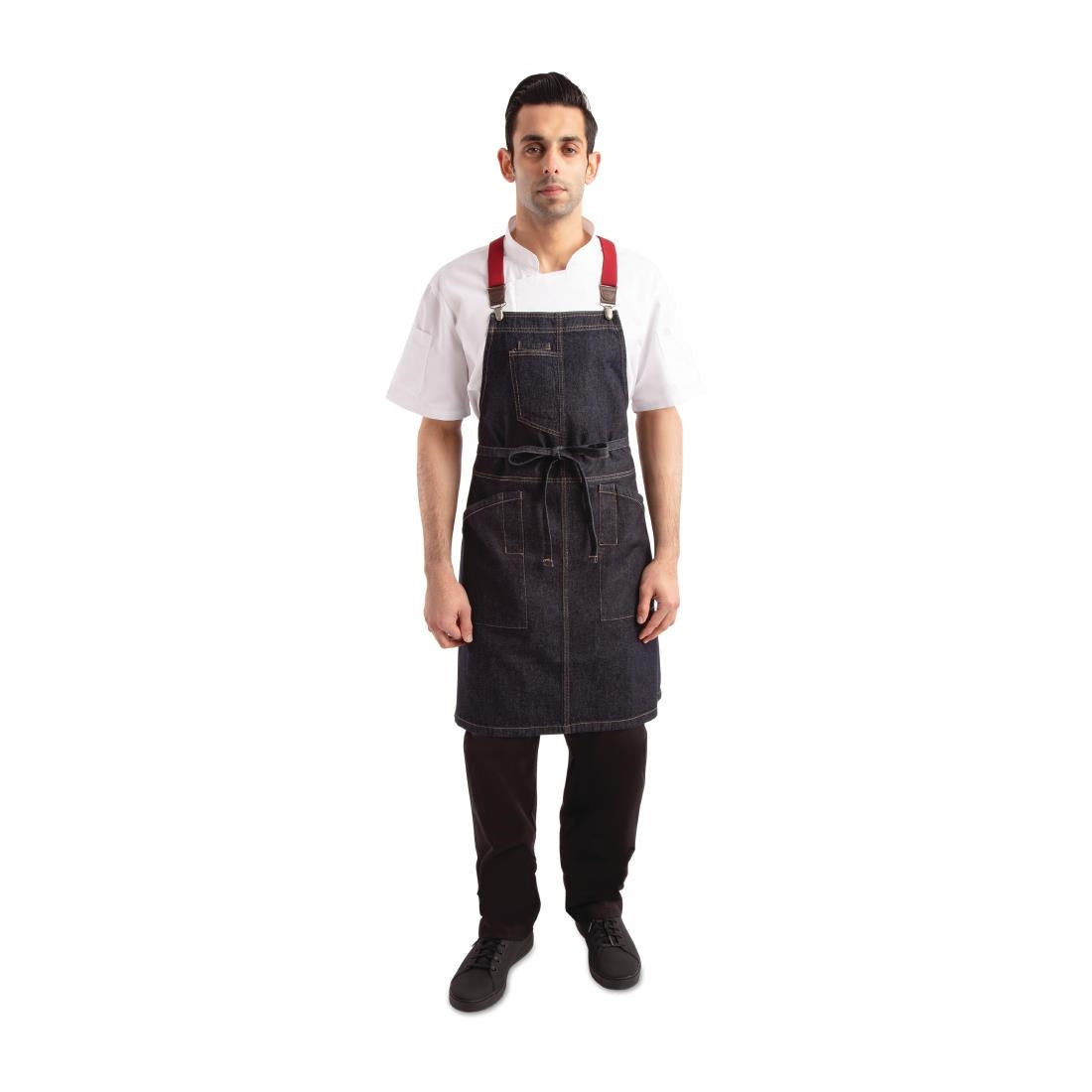 Chef Works Urban Berkeley Denim Brace Bib Apron Dark Indigo