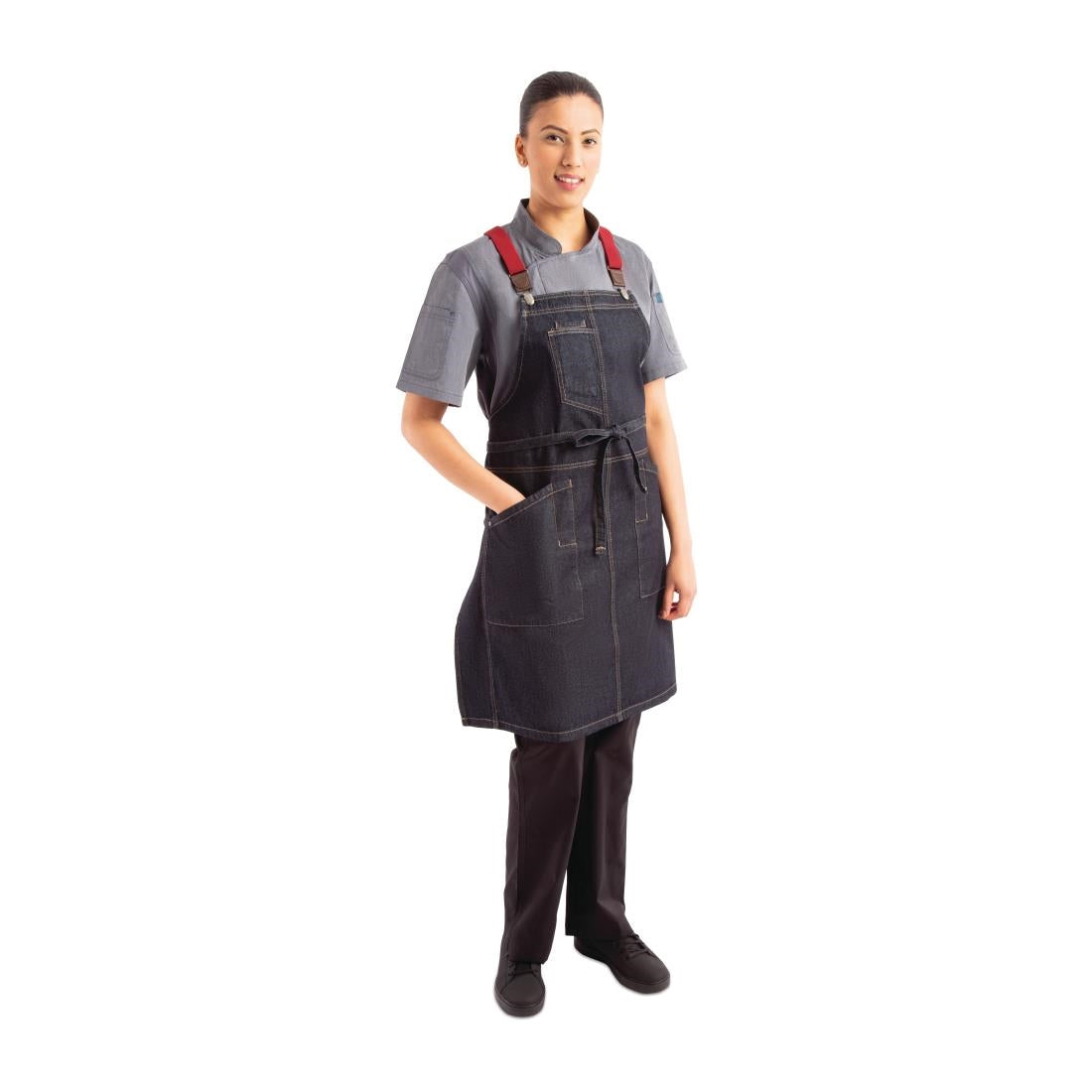 Chef Works Urban Berkeley Denim Brace Bib Apron Dark Indigo