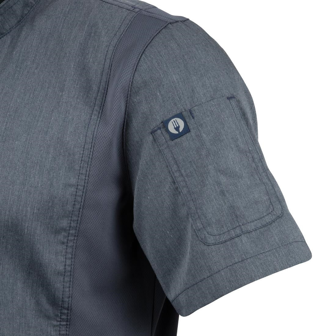 Chef Works Unisex Springfield Lightweight Short Sleeve Zipper Coat Ink Blue Size XS