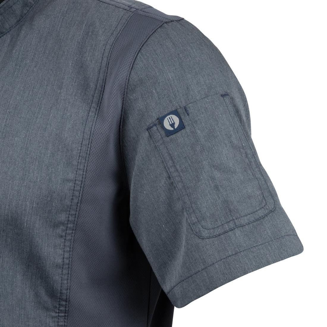 Chef Works Unisex Springfield Lightweight Short Sleeve Zipper Coat Ink Blue Size S