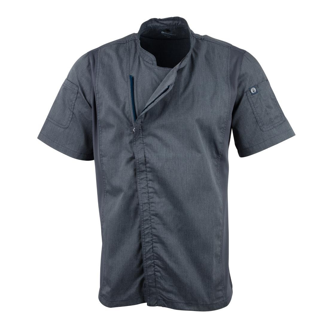 Chef Works Unisex Springfield Lightweight Short Sleeve Zipper Coat Ink Blue Size M