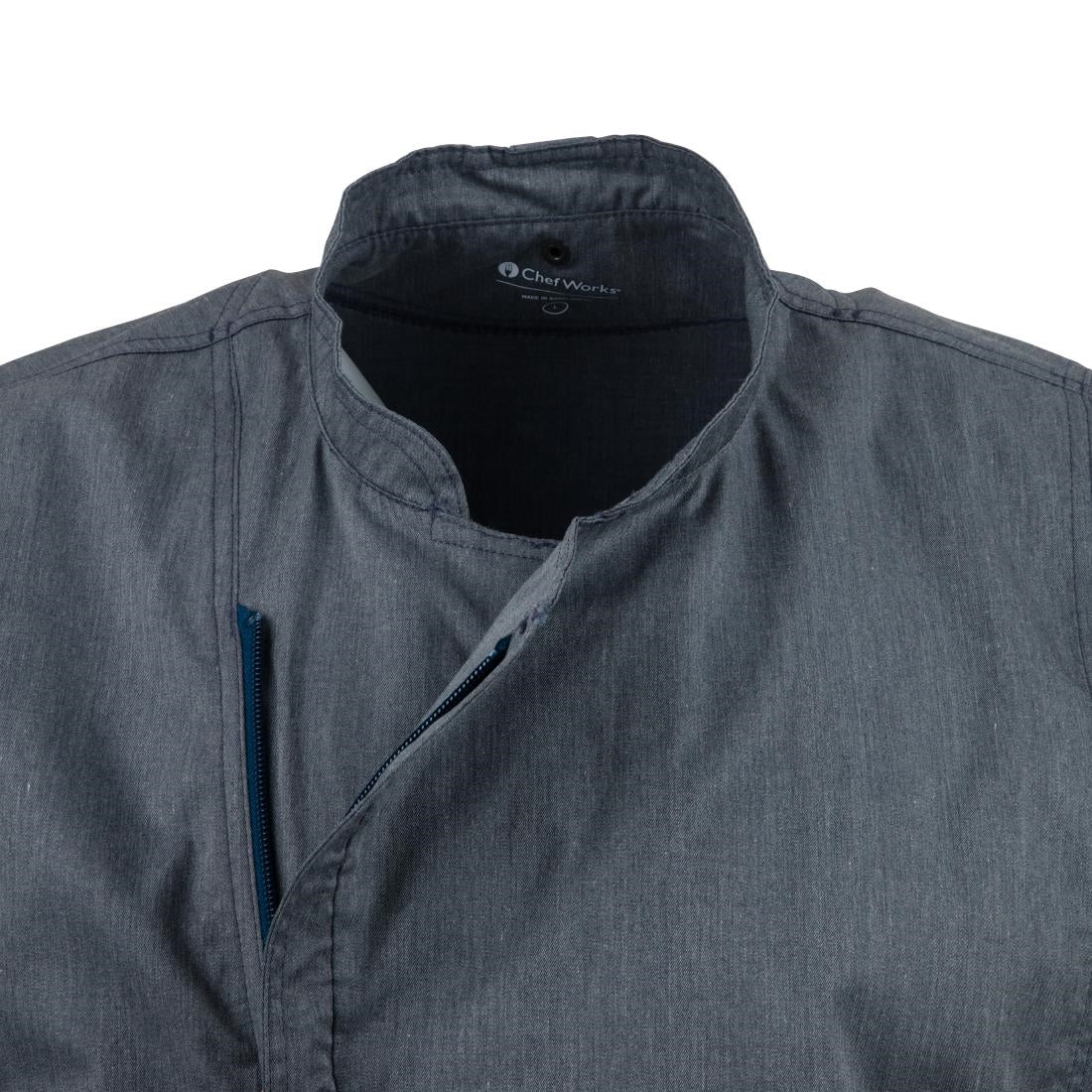 Chef Works Unisex Springfield Lightweight Short Sleeve Zipper Coat Ink Blue Size XS