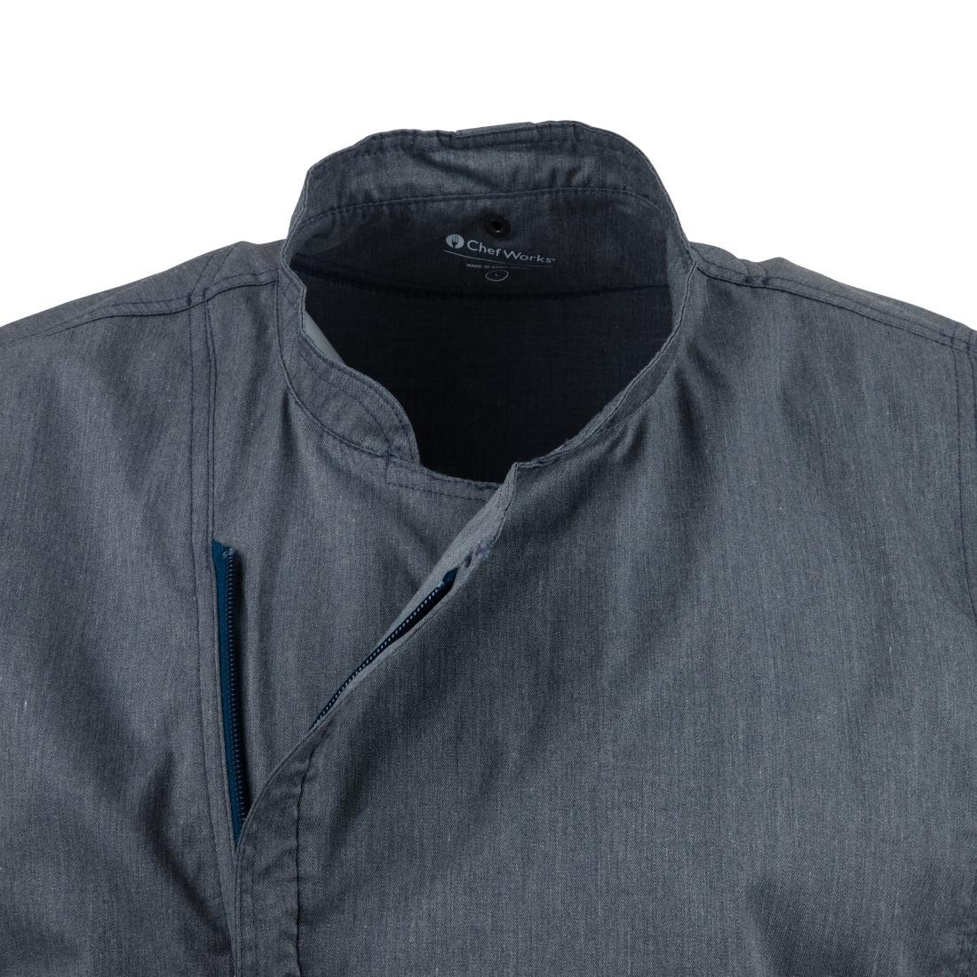 Chef Works Unisex Springfield Lightweight Short Sleeve Zipper Coat Ink Blue Size S