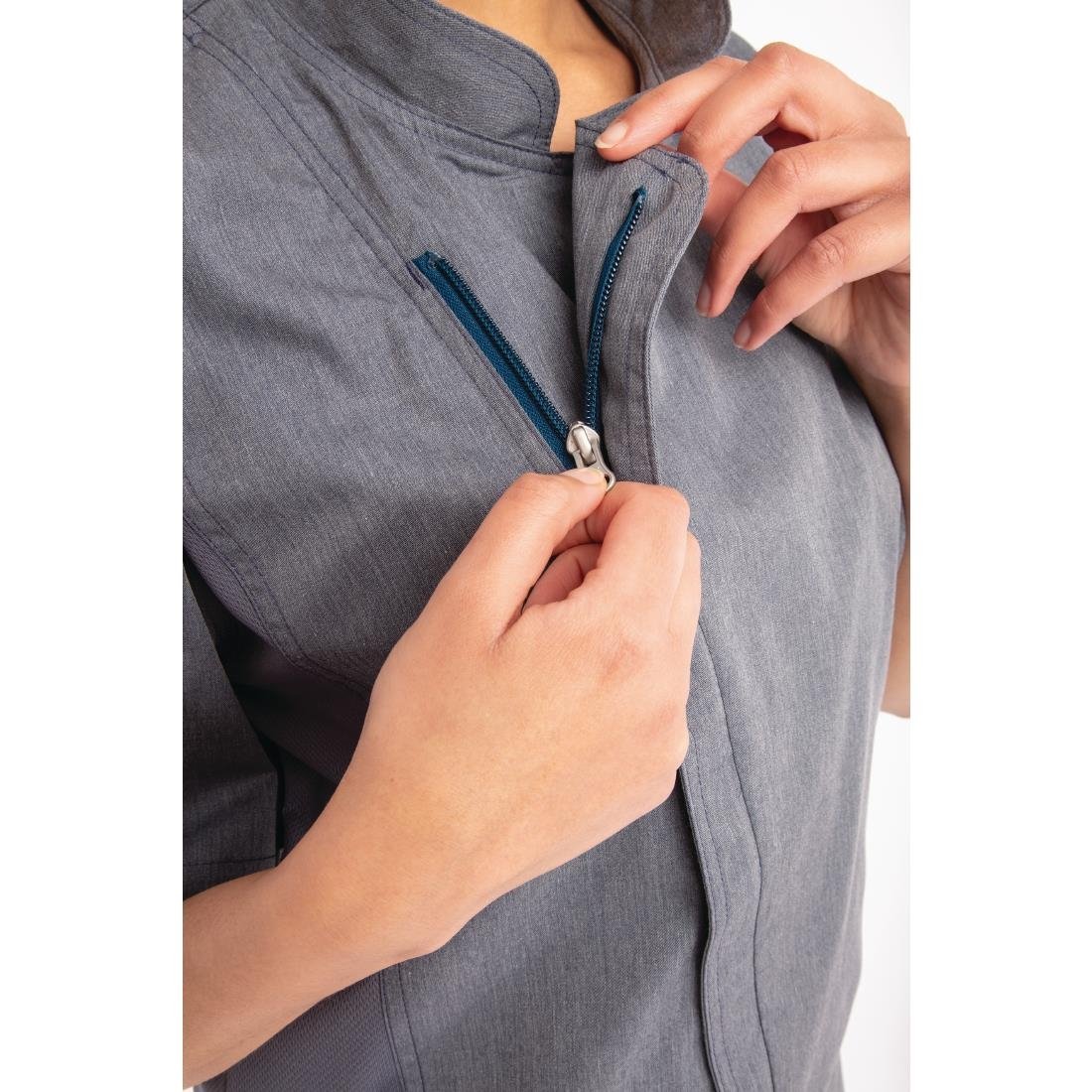 Chef Works Unisex Springfield Lightweight Short Sleeve Zipper Coat Ink Blue Size M