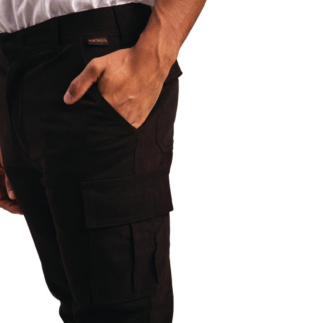 Portwest Stretch Slim Combat Trousers Black 36