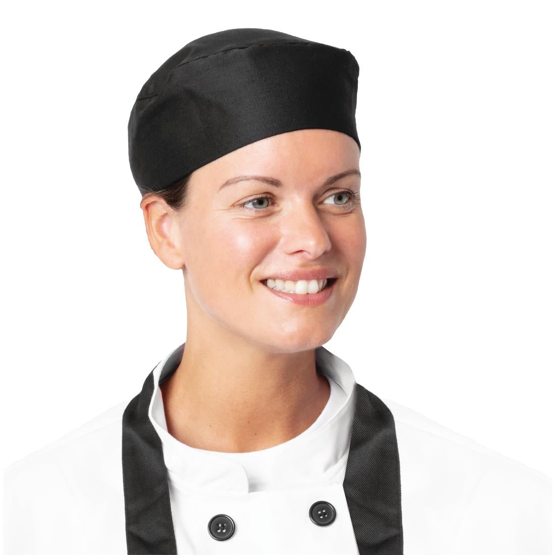 Nisbets Essentials Chef Skull Caps Black (Pack of 2)