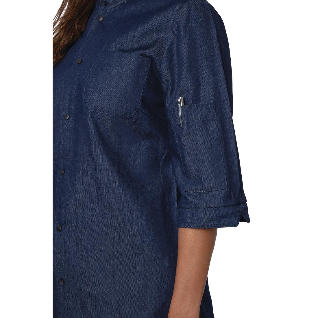Southside NY Queens Womens Denim Lightweight Chefs Shirt S