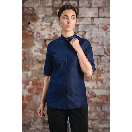 Southside NY Queens Smaller Fit Womens Denim Lightweight Chefs Shirt Size M