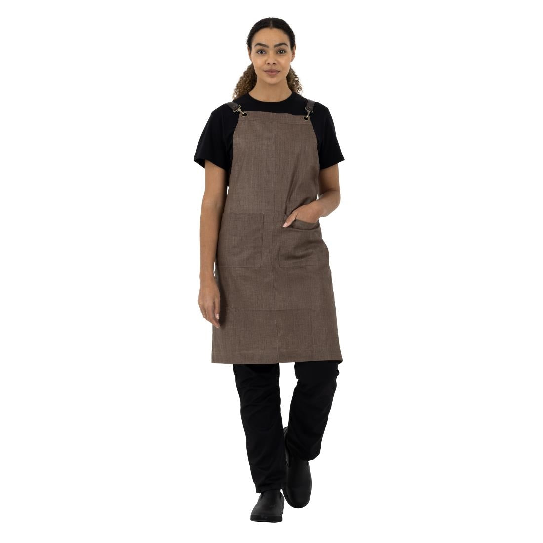 Southside Linen Blend Bib Apron Chocolate