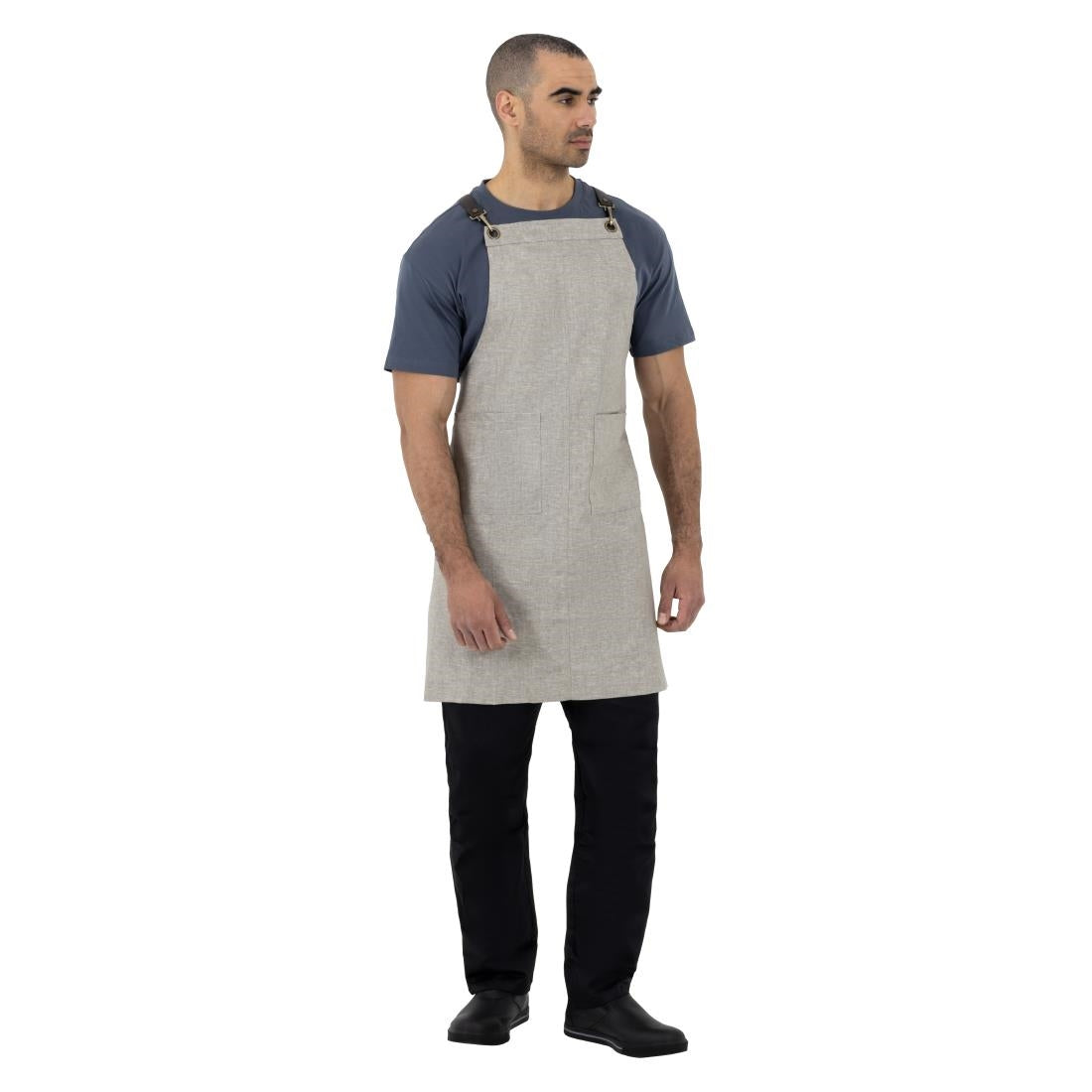 Southside Linen Blend Bib Apron Grey