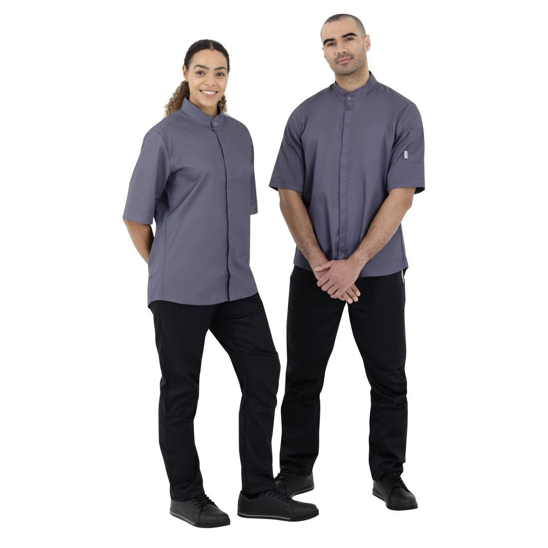 Southside Band Collar Chef Jacket Charcoal S