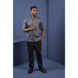 Southside Band Collar Chef Jacket Charcoal L
